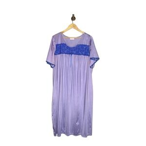 Vintage‎ Serenada Nightgown XL Lavender Blue Lace Chemise Coquette Cottagecore